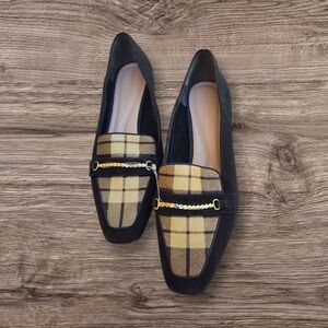 Preston & York Women's Black and Yellow Plaid Loafers